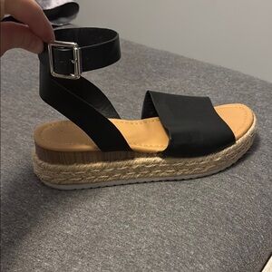 Charlotte Russe Black and Tan Espadrille Sandals